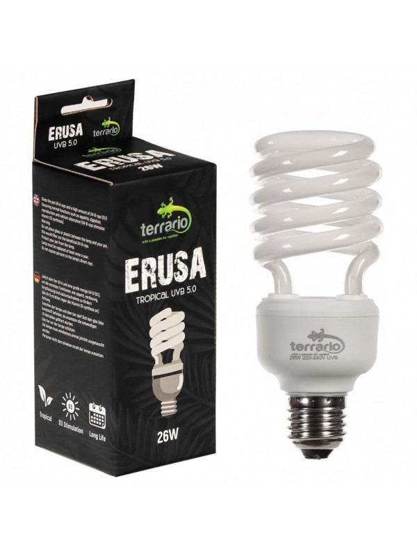 Люмінесцентна лампа Terrario Erusa Tropical UVB 5.0 26W  для тропічних рептилій та амфібій