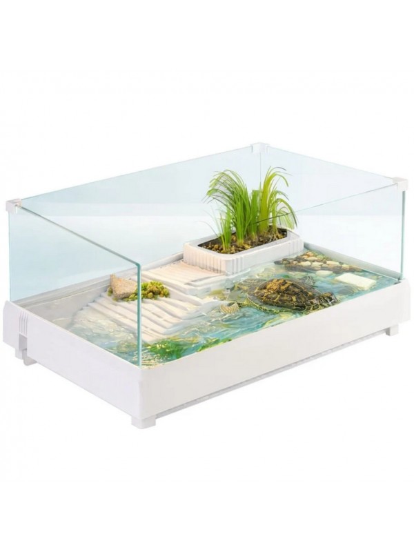 Тераріум-акваріум для черепахи Kruger Meier Turtle Shell Garden 49x31x18.5 см з островом і гідропонним контейнером