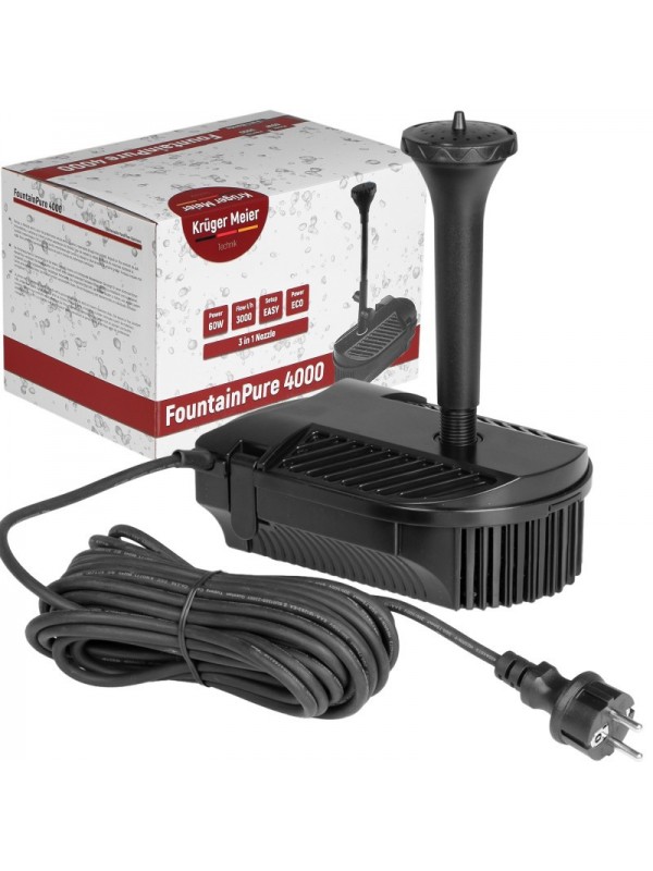 Фонтан-фільтр для ставка Kruger Meier FountainPure 4000 — 3 в 1: насос, фільтр, фонтан (3000 л/год)