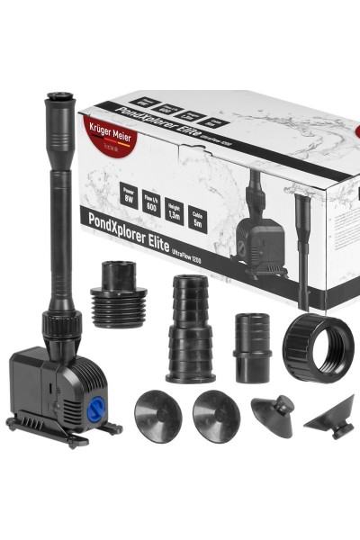Насос-фонтан з фільтром Kruger Meier PondXplorer Elite 1200 для садового ставка 3-в-1 (600 л/г)