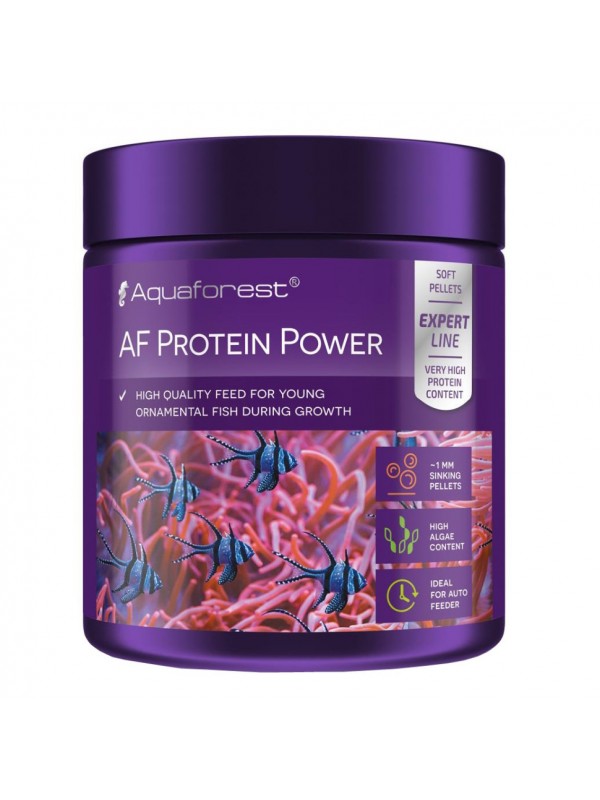 Корм Aquaforest AF Protein Power 120 г - высокобелковые мягкие гранулы для молодых декоративных рыб.