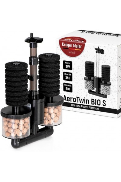 Внутренний фильтр Kruger Meier AeroTwin BIO S для аквариума 20-60 л, 350 л/ч, 3 Вт.
