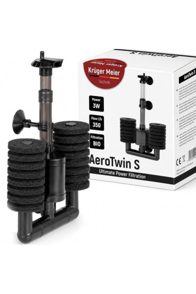 Внутренний фильтр Kruger Meier AeroTwin S для аквариума 20-60 л, 350 л/ч, 3 Вт.