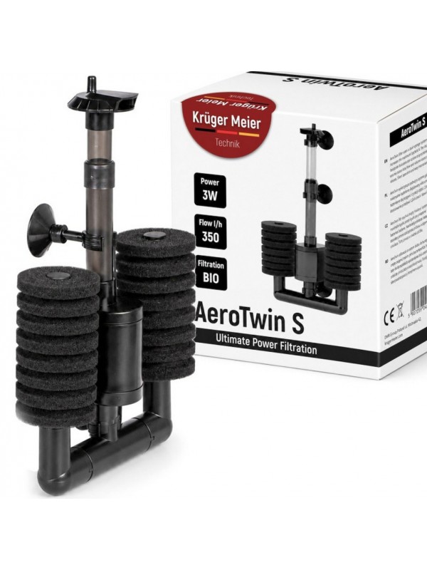 Внутренний фильтр Kruger Meier AeroTwin S для аквариума 20-60 л, 350 л/ч, 3 Вт.