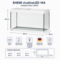Акваріум Eheim vivaline LED 144 arctic 80×40×45 см з LED, фільтром і нагрівачем, без тумби (0613103)