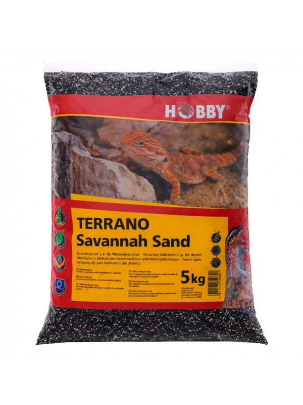 Песок черный Hobby Terrano Savannah Sand 5 кг 0,18-0,4 мм для террариума и рептилий (33220)