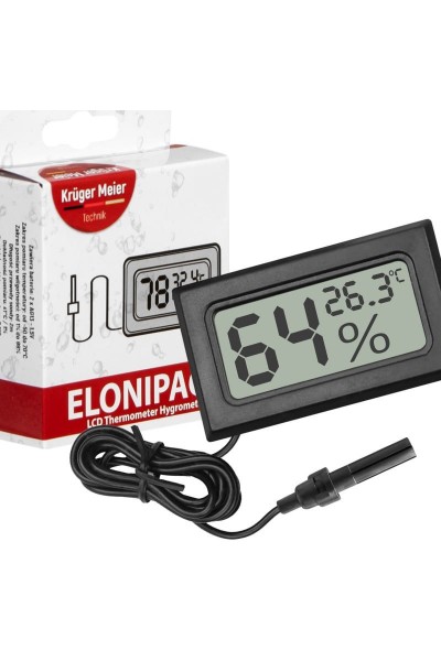 Цифровий термометр-гігрометр Kruger Meier Elonipac LCD з датчиком на кабелі 200 см